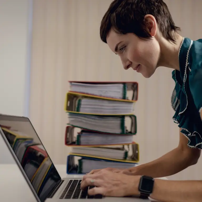 Business woman using laptop