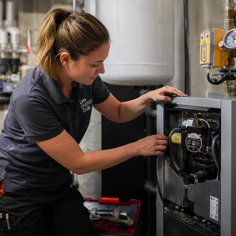 female engineer on site heating